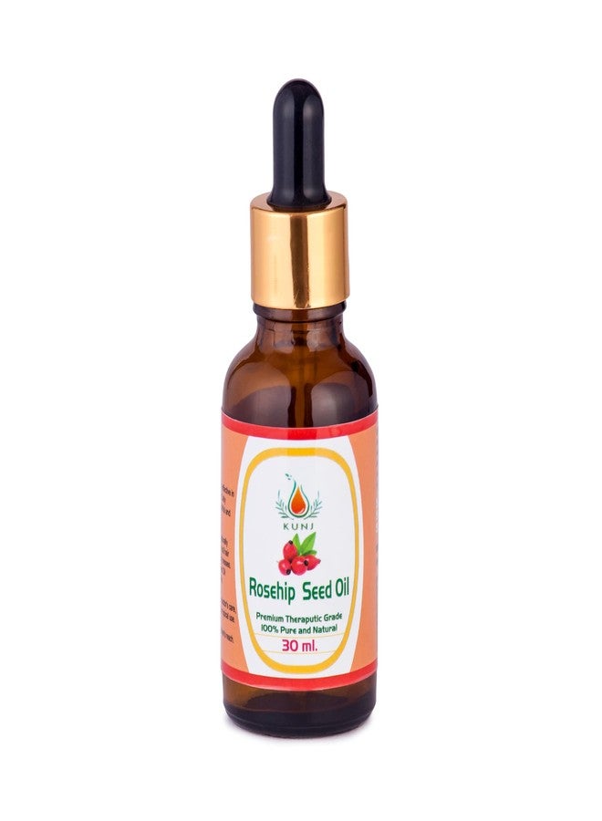 KUNJ Rosehip Seed Oil (Rosa canina) 30ML - 100% Pure & Natural, Cold Pressed, Undiluted - Therapeutic Grade Oil for Anti-Aging, Dark Spots, Glowing Skin, Even Skin Tone & Night Face Massage - Image 1