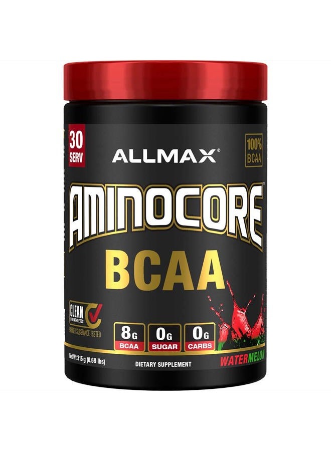 AllMax Nutrition AMINOCORE BCAA – 8G BCAAs – 100% Pure Branch Chained Amino Acids – Gluten Free - Watermelon - 315 Gram  - Image 1