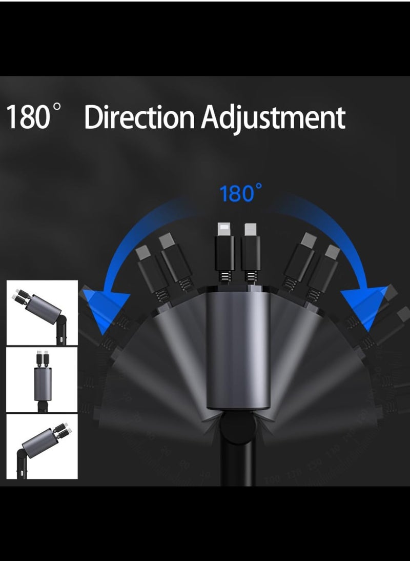 في & حول شاحن سيارة سريع 4 في 1، قابل للسحب، 66 وات، مع كابلات قابلة للسحب ومنفذ USB، متوافق مع iPhone 15/14/13/12/11، Galaxy (منفذ Lightning واحد، ومنفذ Type-C واحد)  - Image 5