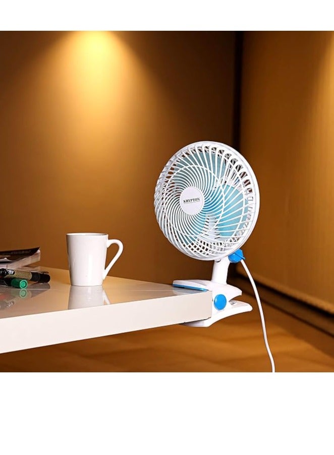 Rabos Table Fan 2 Speed Settings With Oscillating/Rotating And Static Feature KNF6035NV White/Blue - Image 1