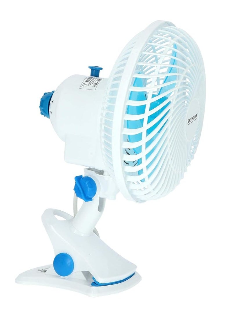 Rabos Table Fan 2 Speed Settings With Oscillating/Rotating And Static Feature KNF6035NV White/Blue - Image 2