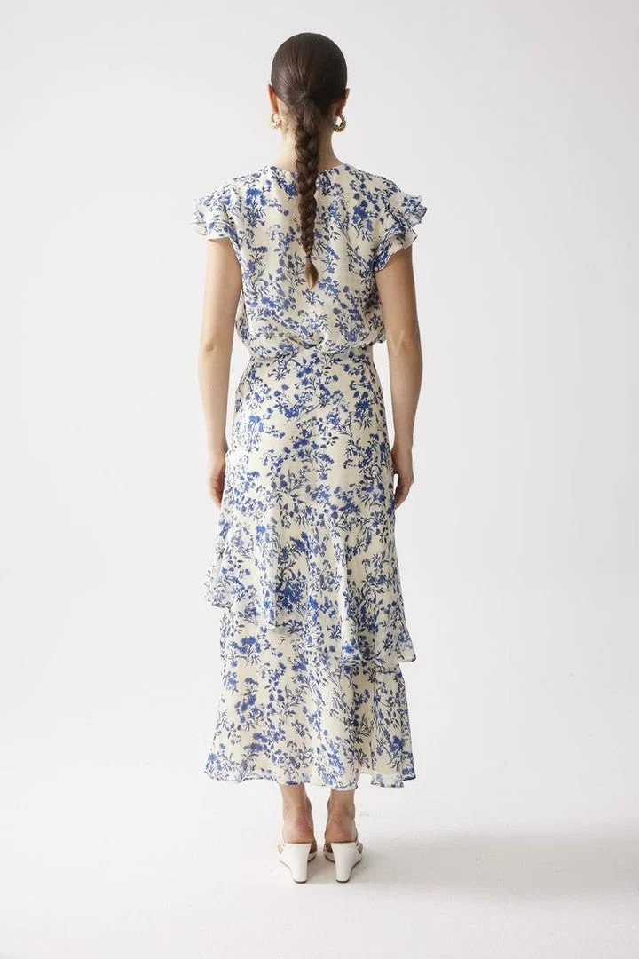 EXQUISE Floral Pattern Maxi Skirt