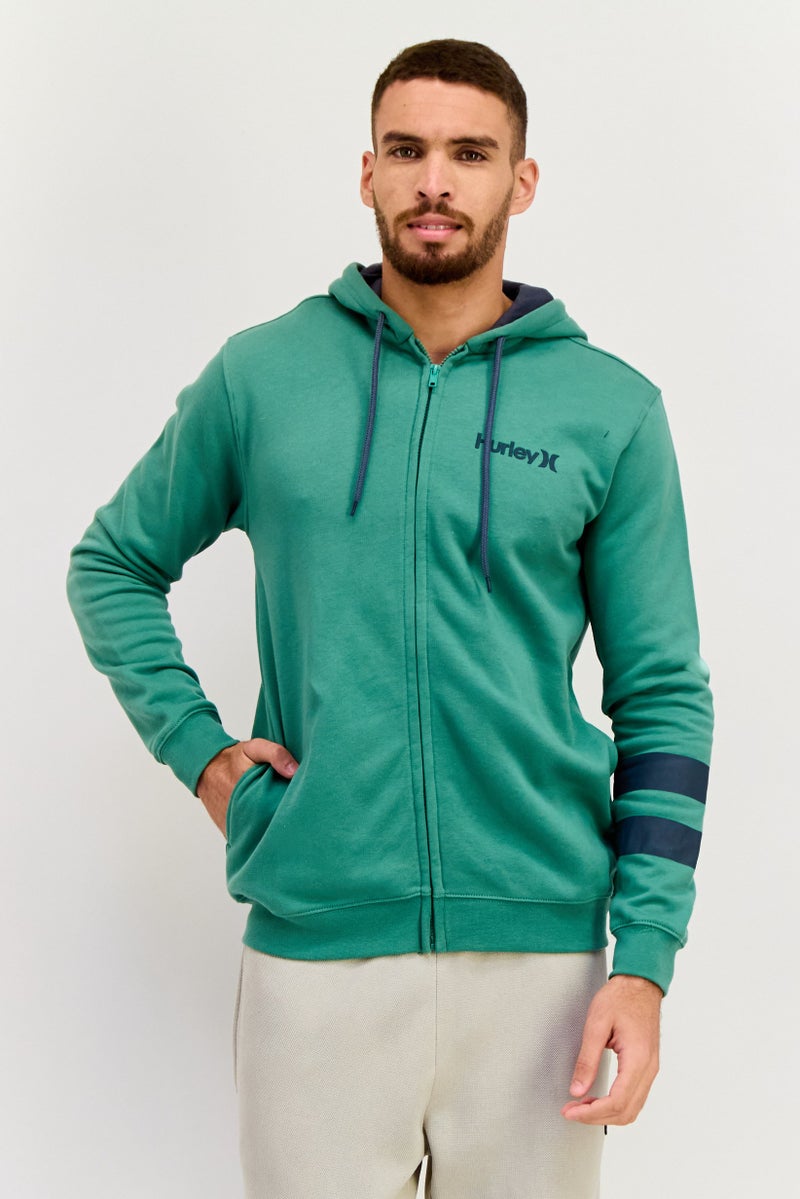 Hurley ملابس رياضية للرجال بأكمام طويلة مناسبة، خارجي، سويت شيرت، أخضر - Image 1