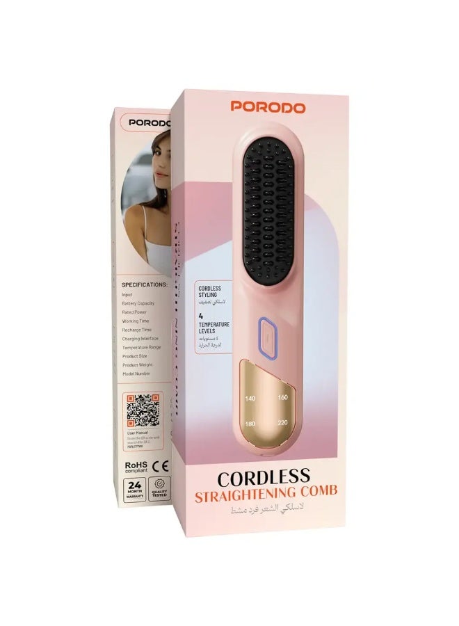 porodo Blue Porodo Cordless Straightening Comb - Pink - Image 3
