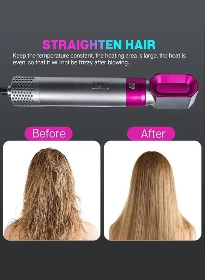 ELTRAZONE 5 in 1 Hot Air Brush | Hair Dryer, All-in-One with Interchangeable Attachments | Hair Comb Brush Curler Straightener Styler Dryer Multi Functional Hot Air Hair Styler Brush Hot Air Comb - Image 4