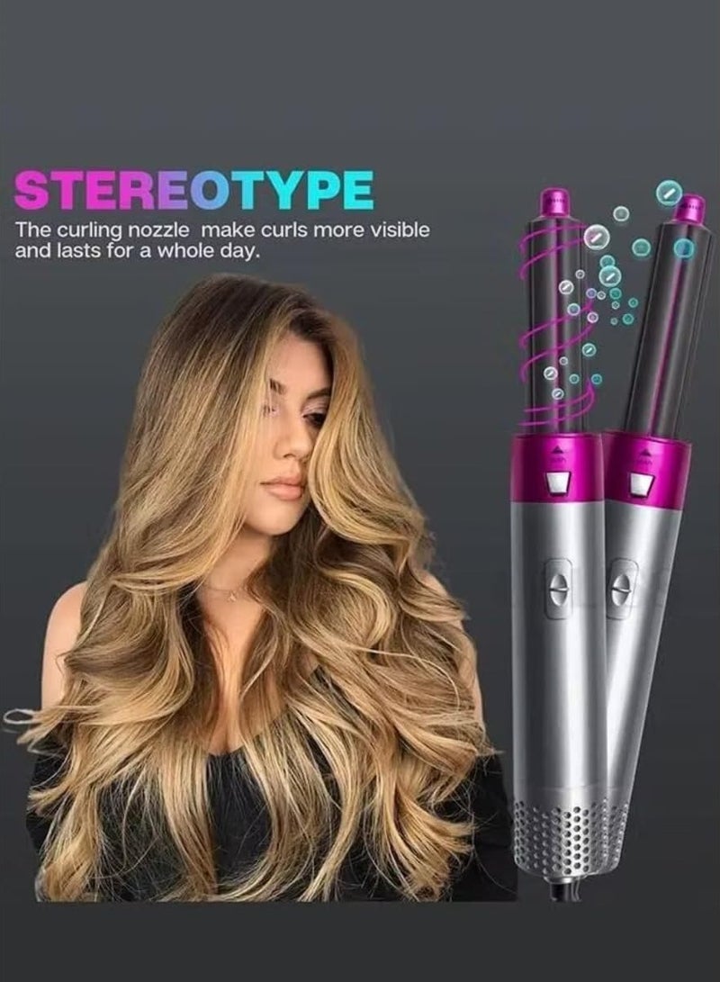 ELTRAZONE 5 in 1 Hot Air Brush | Hair Dryer, All-in-One with Interchangeable Attachments | Hair Comb Brush Curler Straightener Styler Dryer Multi Functional Hot Air Hair Styler Brush Hot Air Comb - Image 5