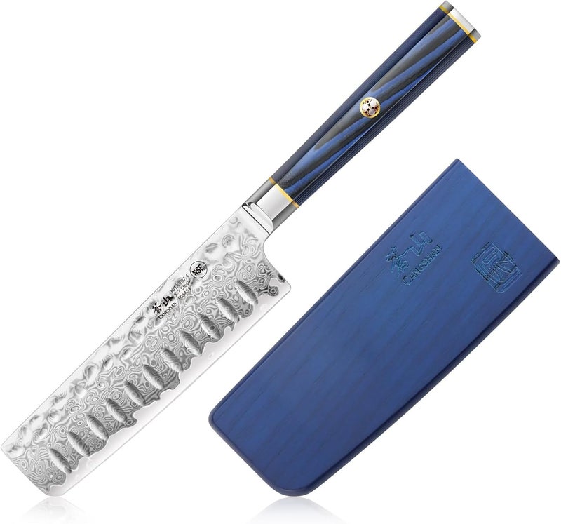 CANGSHAN KITA Series Nakiri Knife, X-7 Damascus Steel (5-Inch) - Image 1