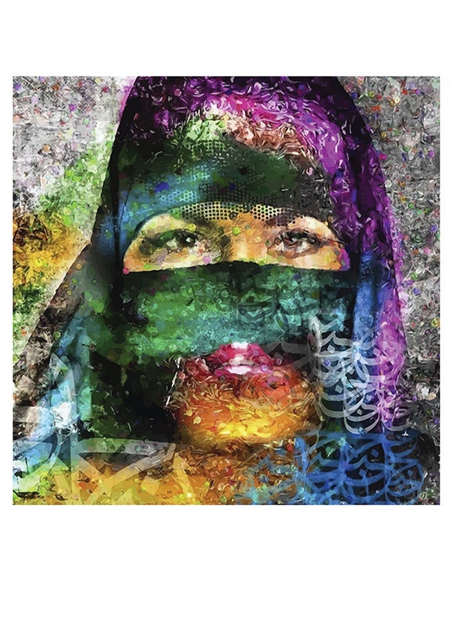 RYN Arabian Woman Themed Decorative Wall Art Purple/Green/Blue 30x30cm - Image 2