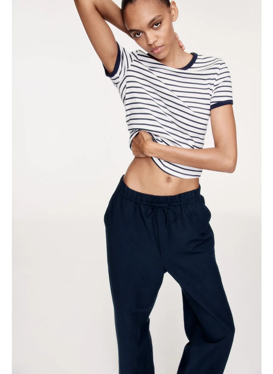 H&M Linen-Blend Drawstring Trousers