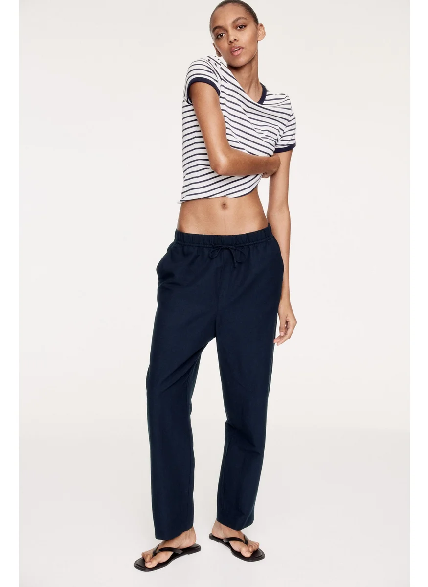 H&M Linen-Blend Drawstring Trousers