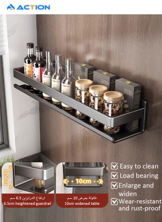 رفتوابليثبتعلىالحائط،منظمرفتوابلجداريموفرللمساحة-منظمرفتوابليثبتعلىالحائطلبرطماناتالتوابلوالتوابل-رفتوابلمعلقببراغياولاصقللجدار،أسود