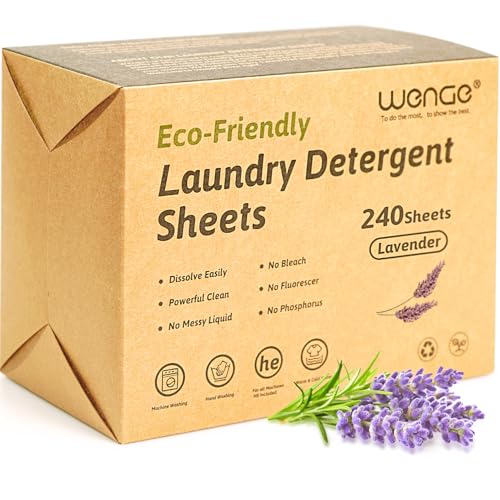 Wenge Eco-friendly Laundry Detergent Sheets - 240 Plastic-Free, Hypoallergenic Liquidless Washer Sheets for Home, Dorm, Travel, Camping (Lavender Scent) - Image 1