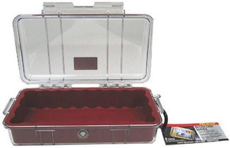 1060 Micro Case - for iPhone, Cell Phone, Gopro, Camera, and More (Maroon Red/Clear)