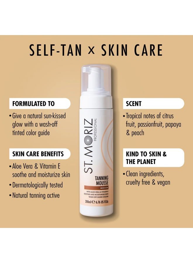 St. Moriz Professional Medium Self Tanner Mousse with Tanning Mitt Bundle - 200ml - Sunless Instant Self Tanning Foam for a Golden, Natural Looking Fake Tan - Moisturizing Aloe Vera & Vitamin E - Image 2