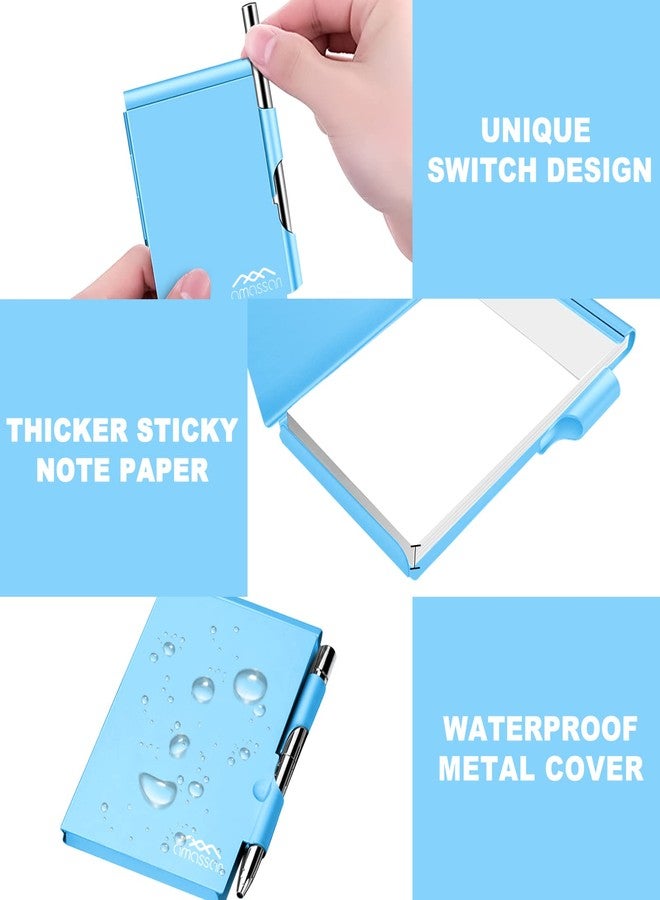 amassan Metal Pocket Notebook, Small Pocket Notepad Aluminum Note Case with Mini Metal Pen and 60-Page Sheets (Blue) - Image 5