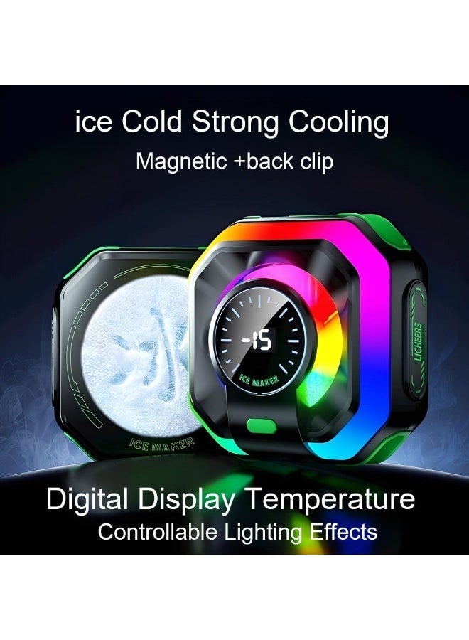 Phone Cooler Cryo Fan JS86 – Semiconductor Mobile Cooling Fan with Magnetic Clip, RGB Temperature Display, Type-C Power for Gaming & Live Streaming - Image 2