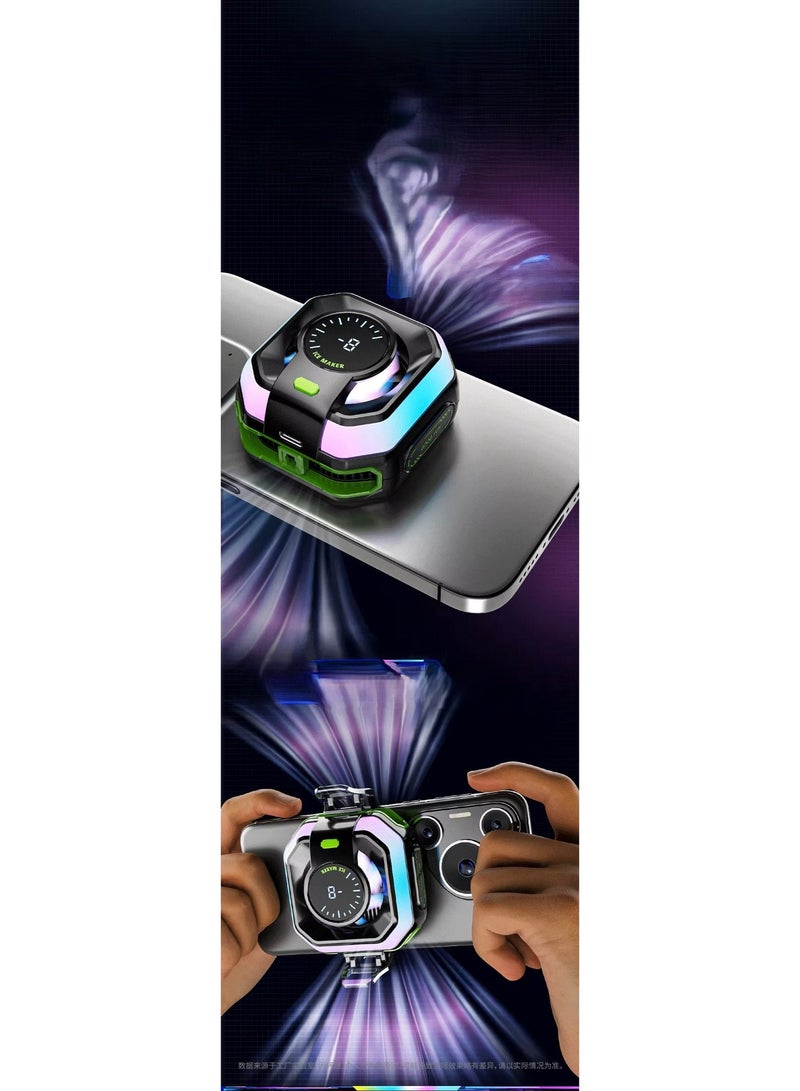 Phone Cooler Cryo Fan JS86 – Semiconductor Mobile Cooling Fan with Magnetic Clip, RGB Temperature Display, Type-C Power for Gaming & Live Streaming - Image 4