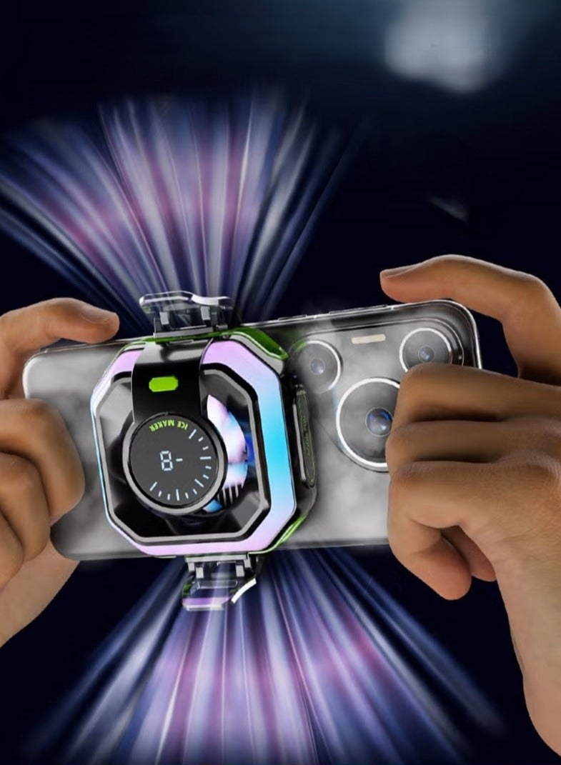 Phone Cooler Cryo Fan JS86 – Semiconductor Mobile Cooling Fan with Magnetic Clip, RGB Temperature Display, Type-C Power for Gaming & Live Streaming - Image 1