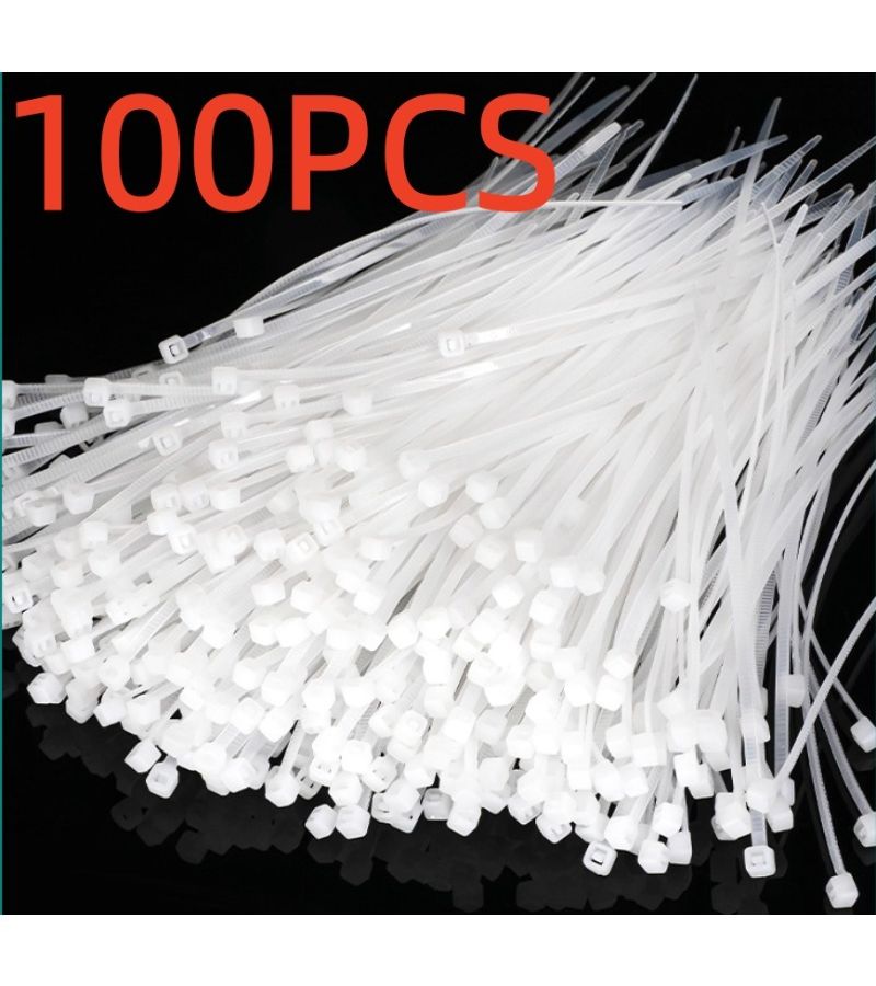 100pcs Nylon Cable Ties 25cm Self Locking Plastic Zip Ties Heavy Duty Black And White Cord Organizer Bundling Straps Fastening Cords