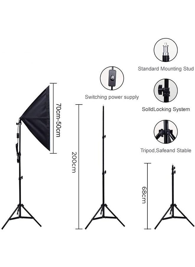 Glanfen Photography Softbox Lighting Kit with 135W Bulb Softbox and Carry bag  - Image 3