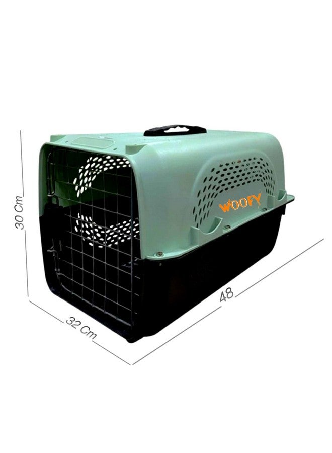 حامل سفر للحيوانات الأليفة للكلاب والقطط والأرانب وسلة بمقبض بلاستيكي وباب مفصلي قابل للطي وصندوق نقل قابل للطي بحجم 19.5 × 13 × 12.5 بوصة للقطط والجراء (اللون حسب التنوع) - Image 2