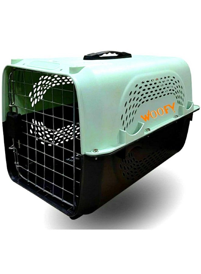 حامل سفر للحيوانات الأليفة للكلاب والقطط والأرانب وسلة بمقبض بلاستيكي وباب مفصلي قابل للطي وصندوق نقل قابل للطي بحجم 19.5 × 13 × 12.5 بوصة للقطط والجراء (اللون حسب التنوع) - Image 1