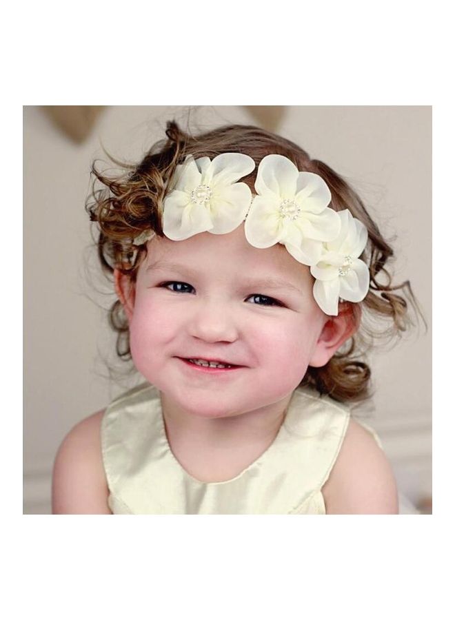 NIBEMINENT Girl Flower Diamond Headband Newborn Creamy white - Image 1