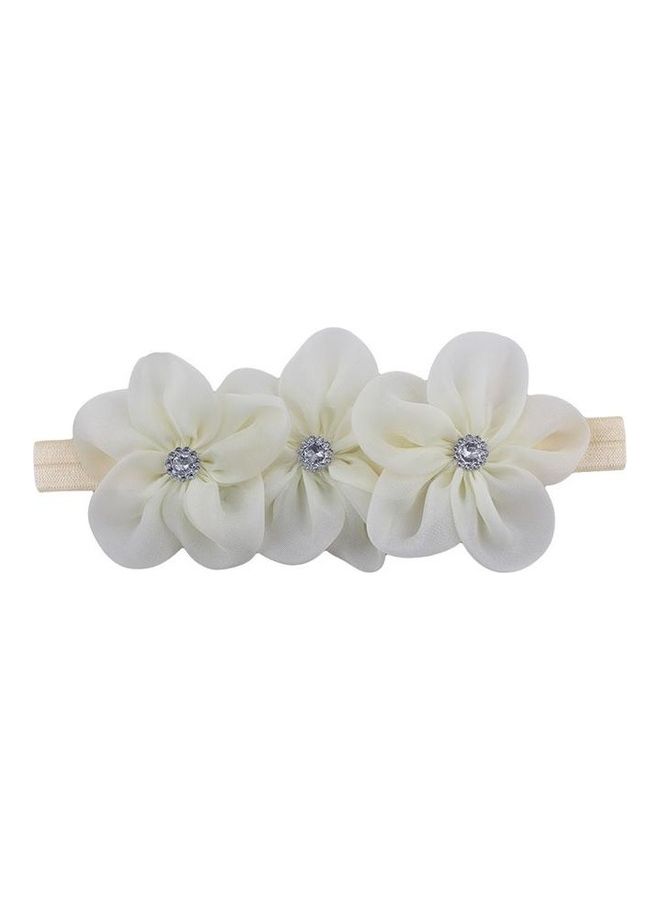 NIBEMINENT Girl Flower Diamond Headband Newborn Creamy white - Image 2