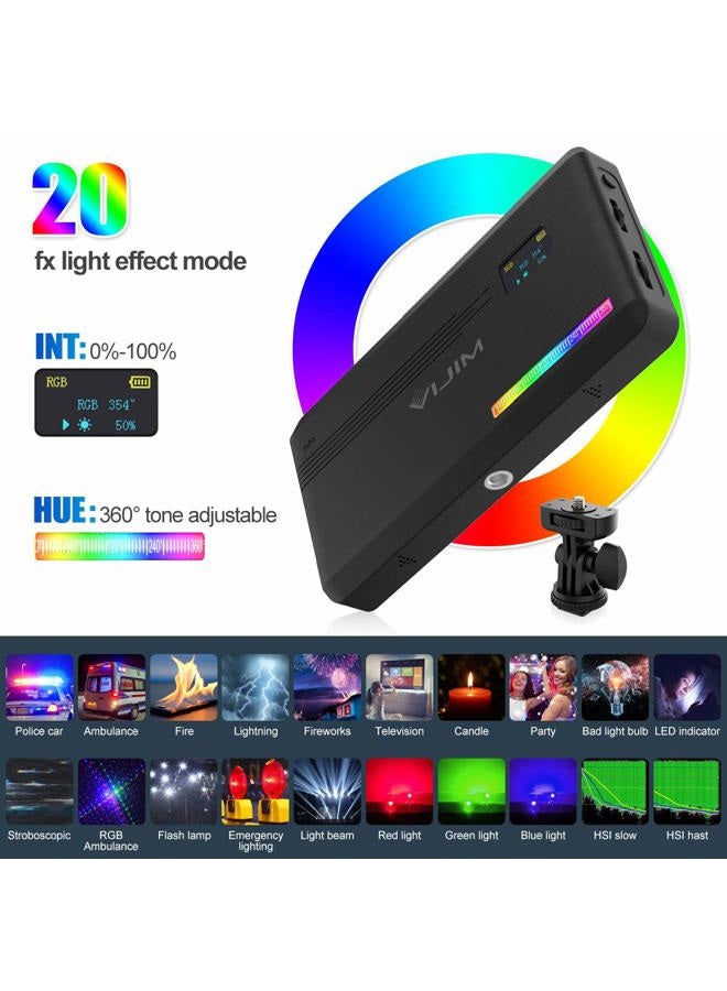 VIJIM VL196 RGB LED Video Light with Adjustable Stand, 20 Lighting Effect Modes with Softbox and Honeycomb Frame - Image 2