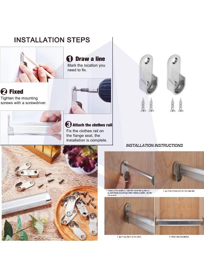 Royal Apex Oval Closet Rod End Flange Bracket Supports Furniture Hardware Accessories Wardrobe Tube Support Bracket With Screws Clothes Hanging Rod Holder Pack Of 8  - Image 3
