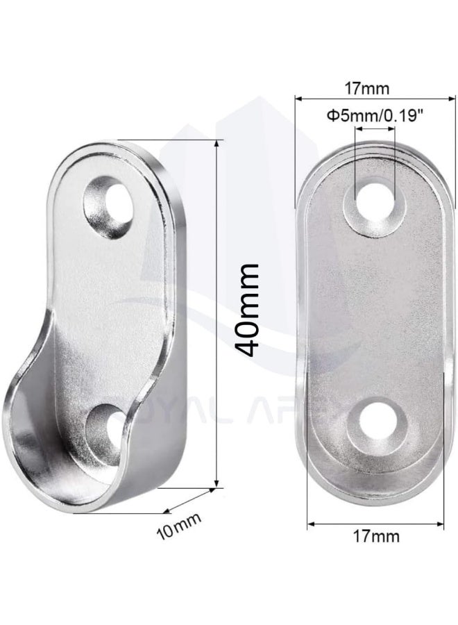 Royal Apex Oval Closet Rod End Flange Bracket Supports Furniture Hardware Accessories Wardrobe Tube Support Bracket With Screws Clothes Hanging Rod Holder Pack Of 8  - Image 2