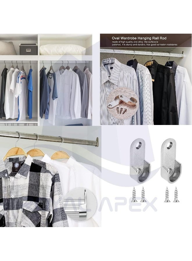 Royal Apex Oval Closet Rod End Flange Bracket Supports Furniture Hardware Accessories Wardrobe Tube Support Bracket With Screws Clothes Hanging Rod Holder Pack Of 8  - Image 4