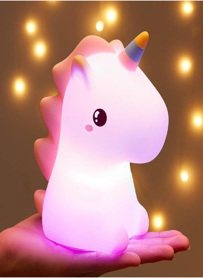 One Fire - One Fire Unicorn Night Lights for Girls Bedroom,16 Colors Cute Night Light for Kids, LED Rechargeable Unicorn Lamp, Unicorns Gifts for Girls Night Light, Silicone Night Light Kids Cute Kawaii Stuff - Image 1