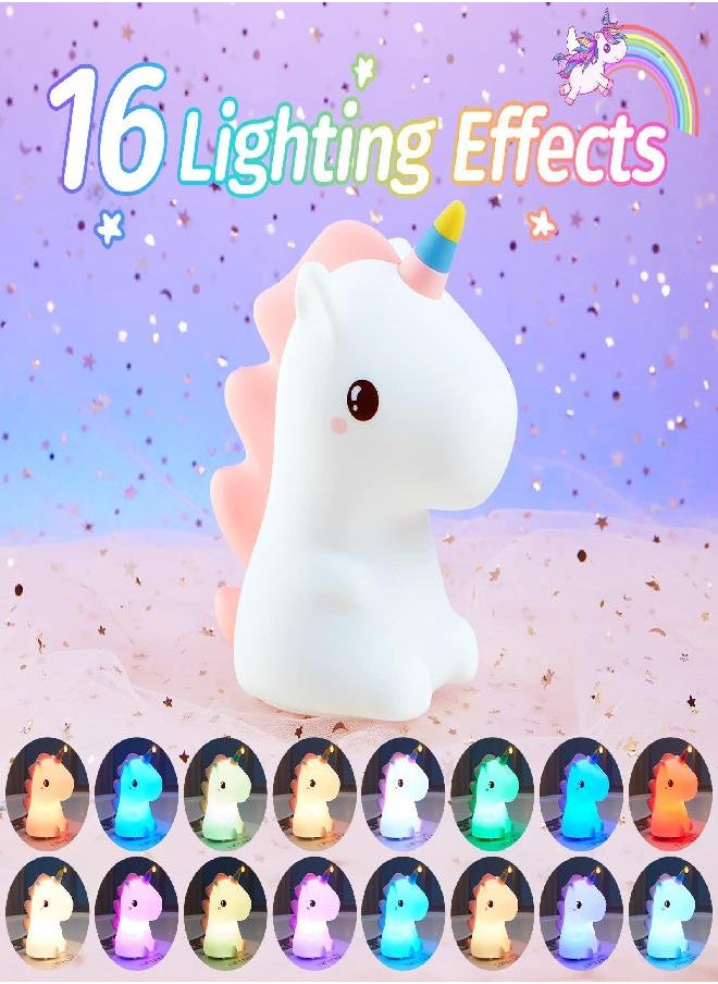 One Fire - One Fire Unicorn Night Lights for Girls Bedroom,16 Colors Cute Night Light for Kids, LED Rechargeable Unicorn Lamp, Unicorns Gifts for Girls Night Light, Silicone Night Light Kids Cute Kawaii Stuff - Image 1