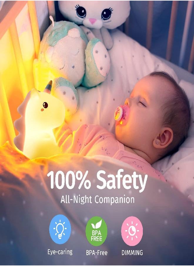 One Fire - One Fire Unicorn Night Lights for Girls Bedroom,16 Colors Cute Night Light for Kids, LED Rechargeable Unicorn Lamp, Unicorns Gifts for Girls Night Light, Silicone Night Light Kids Cute Kawaii Stuff - Image 1