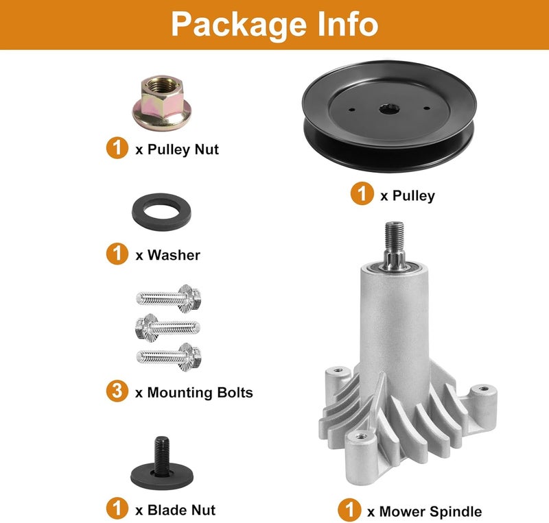 Antanker 130794 Spindle Assembly 153535 Pulley Replacement for Craftsman Poulan 532130794 582922301, with 3 Bolts - Image 3