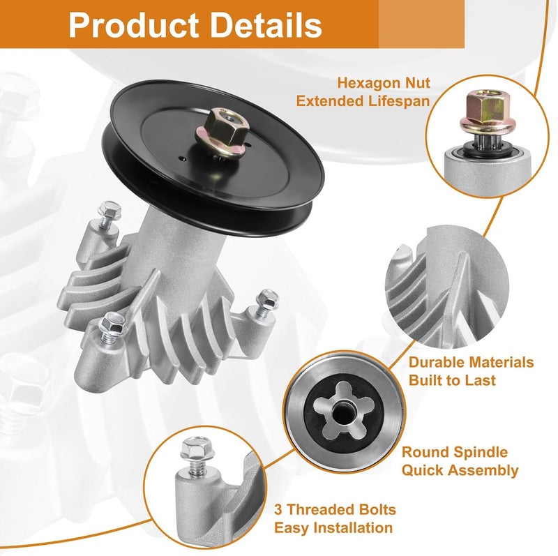 Antanker 130794 Spindle Assembly 153535 Pulley Replacement for Craftsman Poulan 532130794 582922301, with 3 Bolts - Image 4