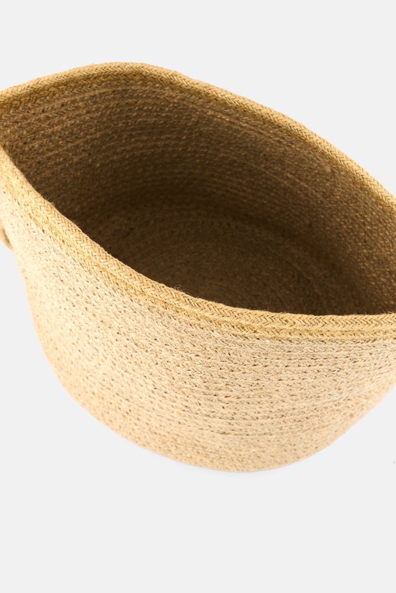 Muy Mucho Round Cotton Basket With Handle 23 Dia x 20 cm, Beige - Image 3
