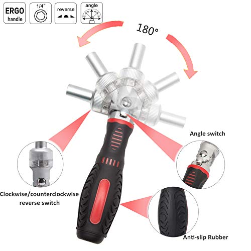 JENABOM 61 in 1 Ratcheting Screwdriver Set, Magnetic Screwdriver Bit Set with Rotatable Ratchet Handles, Sockets & Bits, Household Repair Tool Kits for Computers, Electronic Devices, Furniture - Image 3