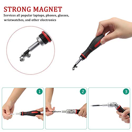 JENABOM 61 in 1 Ratcheting Screwdriver Set, Magnetic Screwdriver Bit Set with Rotatable Ratchet Handles, Sockets & Bits, Household Repair Tool Kits for Computers, Electronic Devices, Furniture - Image 4