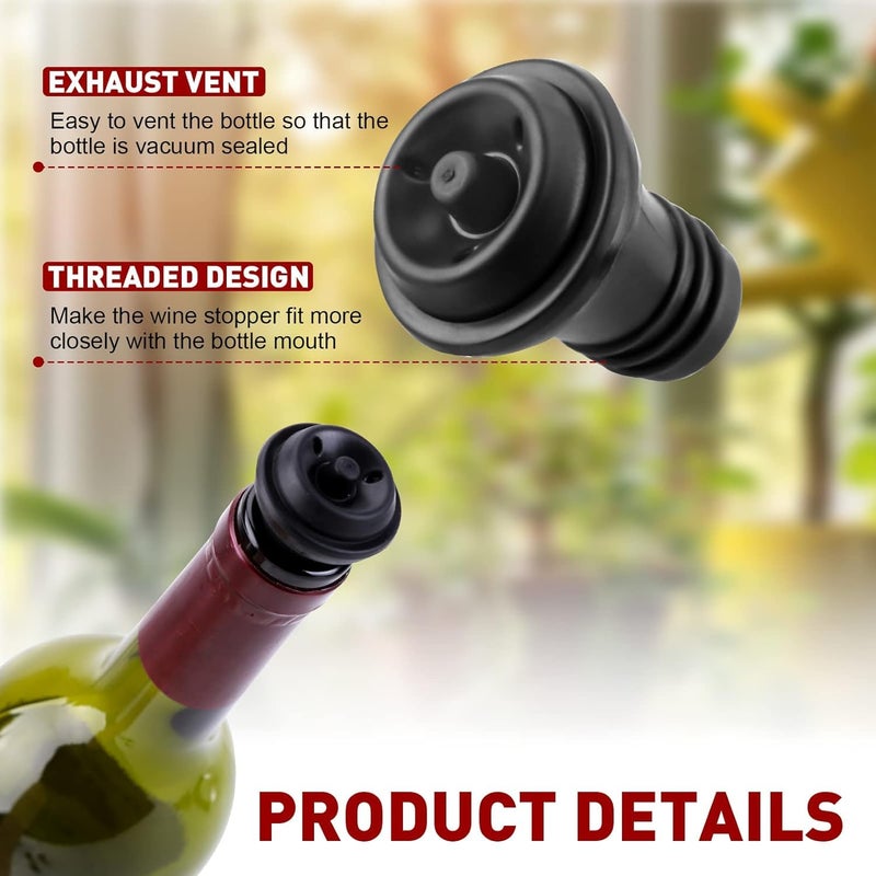 MUGATH Wine Stopper with Vacuum Pump Wine Preserver Vacuum Bottle Stopper Wine Keeper Wine Vacuum Stopper Wine Saver Vacuum Pump for Kitchen Home Bar Office Gifts for Wine Lovers - Image 4