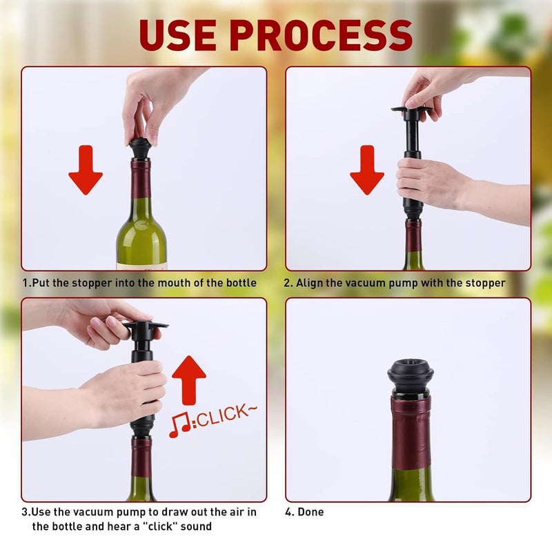 MUGATH Wine Stopper with Vacuum Pump Wine Preserver Vacuum Bottle Stopper Wine Keeper Wine Vacuum Stopper Wine Saver Vacuum Pump for Kitchen Home Bar Office Gifts for Wine Lovers - Image 5