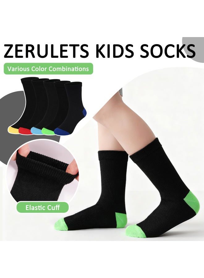 ZERULETS Kids Socks, 15 Pairs Toddler Sock Crew Mid Calf Cut Casual Dress Soft Socks for Boys Girls 1-13 Years, Multicolored a, 4-7 Years - Image 4