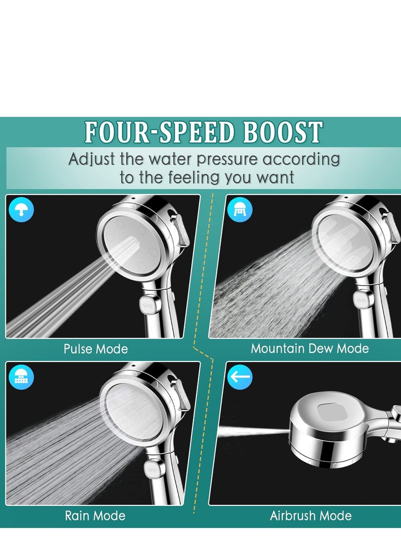 SYOSI Shower Head Water Saving Shower Head with Pressure Increase 4 Jet Settings, Universal Large Energy Shower Head Temperature Display One Button Pause Switch  - Image 5