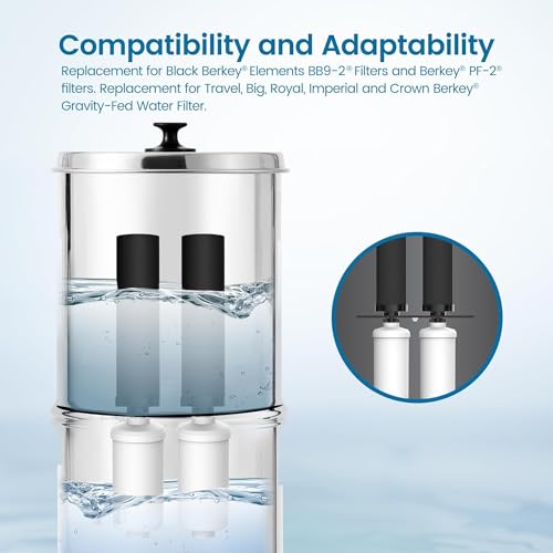 Filterlogic NSF/ANSI 372 Certified Water Filter, Replacement for Berkey® Black Filters (BB9-2®) & Fluoride Filters (PF-2®) Combo Pack - Image 2