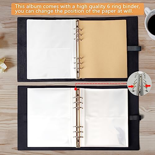 sucarlon Photo Album 4x6 200 Photos,Genuine Leather Photo Albums with Writing Space with 30 Writing Paper,Travel Family Wedding Kids Graduation Ultrasound Baby Picture Album Scrapbook Photo Album（Blue） - Image 4