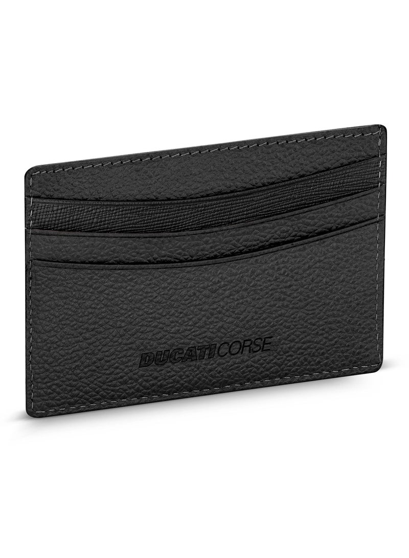 Ducati Corse Ducati Corse DTLGD2200301 Elegante Genuine Leather Card Case, Black, M, Casual  - Image 2