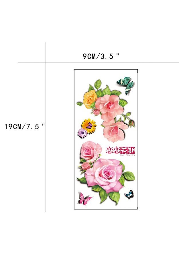 TAFLY 3D Flower Body Art Temporary Tattoo Transfer Sticker 5 Sheets - Image 2