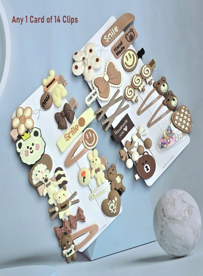 RHOSYN HAIR ACCESSORIES Baby Clips for Girls Hair Accessories Combo Set of Brown Color 14 Pieces Baby Girl's Hair Clips Cute Ponytail Holder Claw Clip Bow Clips For Teens Toddlers - Image 2