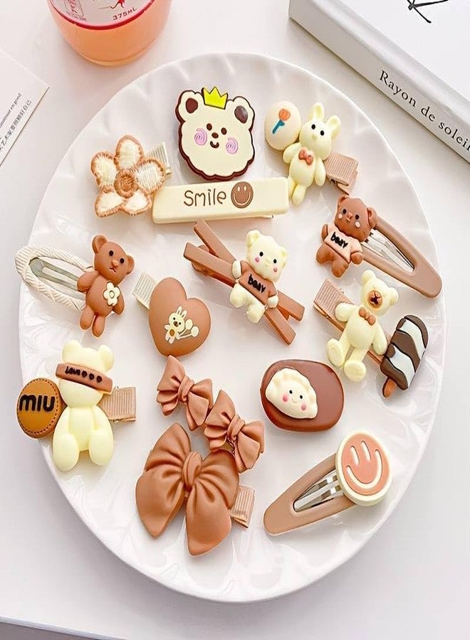 RHOSYN HAIR ACCESSORIES Baby Clips for Girls Hair Accessories Combo Set of Brown Color 14 Pieces Baby Girl's Hair Clips Cute Ponytail Holder Claw Clip Bow Clips For Teens Toddlers - Image 3